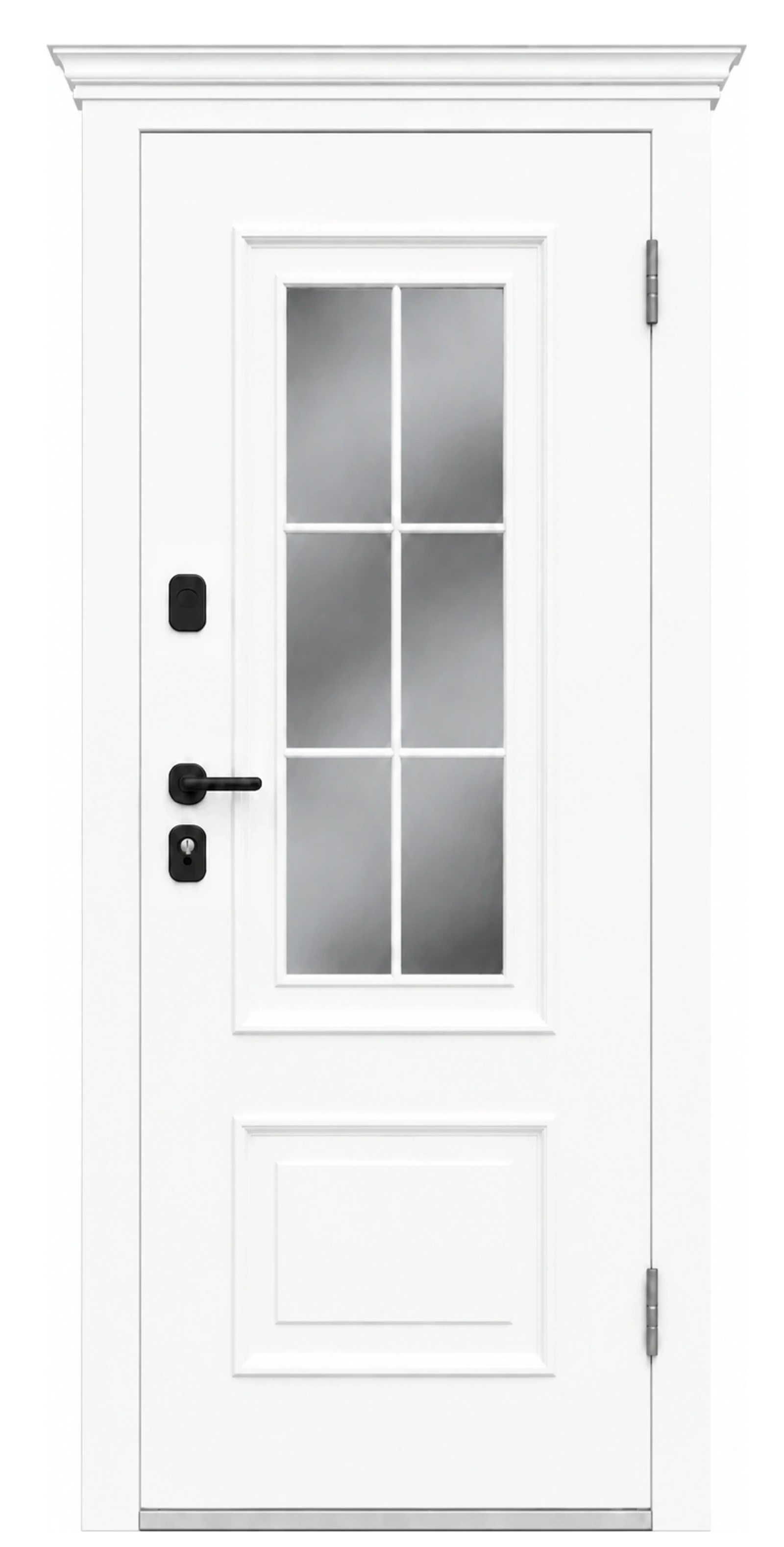 Стальная дверь Терморазрыв «Тихая зима с окном и английской решеткой»